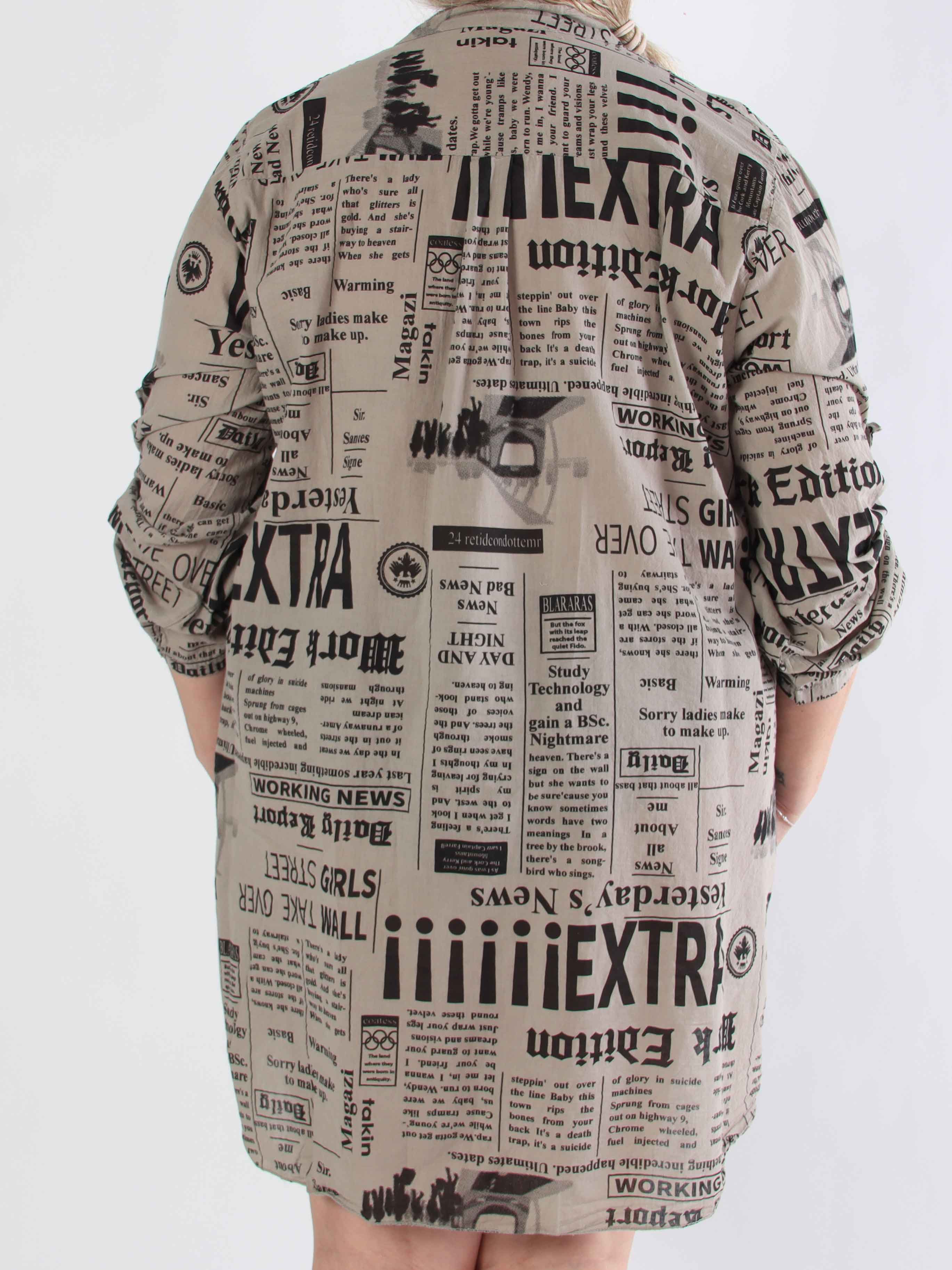 Celestine - Plus size skjorte i bomuld med print og lommer